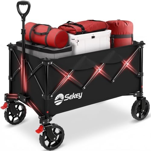 Sekey Collapsible Wagon, 300 lb Capacity, 29 in Cargo Bed, Compact Fold by Sekey