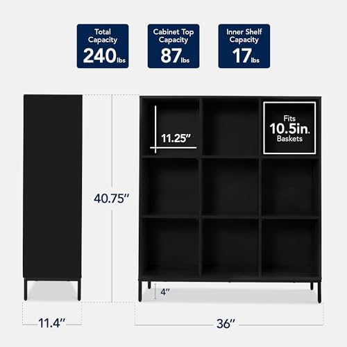 Best Choice Products 9-Cube Bookshelf, 3-Tier Wood Storage Bookcase W/Legs, 11in Shelf Opening, Cube Organizer, Living Room, Office, Nursery – Black - Image 2