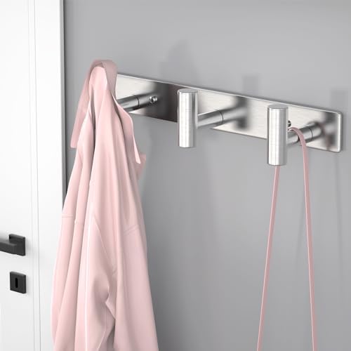 VAEHOLD Silvery Hat and Coat Wall Mount Rack - 3 Hooks for Robes, Bags, Keys, and Towels - Bathroom Towel Hanger Organizer (1 Pack) - Image 3