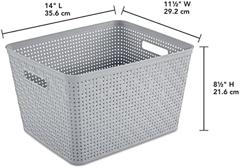 Sterilite Tall Basket, Woven Plastic Storage Organizer Bin, Cement, 12-Pack - Image 2