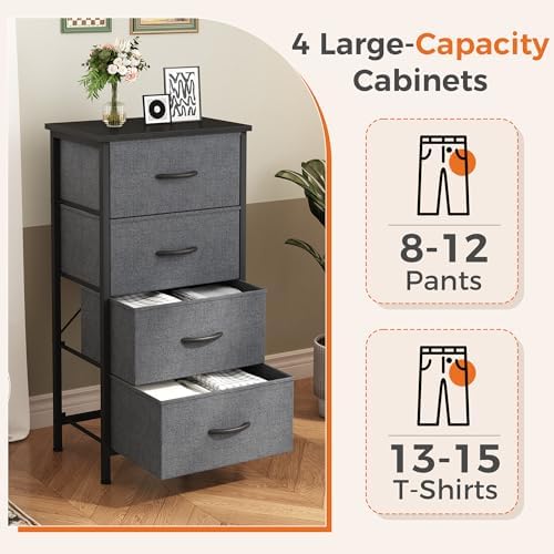 Sweetcrispy Dresser for Bedroom, 4 Drawer Storage Cabinet, Tall Nightstand - Image 4