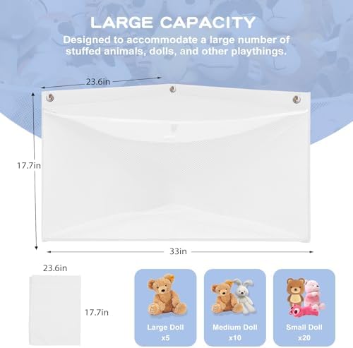 Large Corner Stuffed Animal Storage, White Wall Hammock Toy Net, Gift - Image 4