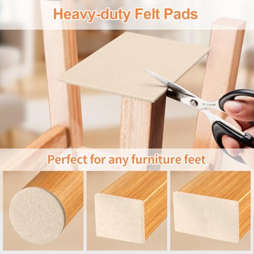 Felt Furniture Pads 400 Pieces, Furniture Pads for Hardwood Floors Beige - Image 5