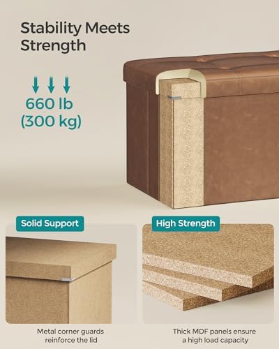 SONGMICS Storage Ottoman Bench, 30 Inches Folding Foot Rest Stool - Image 4