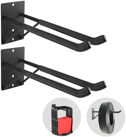14" Large Heavy Duty Garage Hooks, Steel Garage Storage Hooks with Support Rods, Utility Wall Mount Hangers for Power Tools, Car Tires, Ladders, Chairs, Garden Tools and More (2-Pack 14" Heavy Hooks) by Unknown