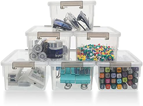 Citylife 6Packs 1.3Qt Small Storage Bins with Lids,Stackable Clear by CITYLIFEHomeOrganization