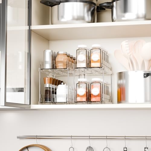 Yieach 2 Tier Sliding Spice Racks for Cabinets,2 Pack 10.4'' Deep Narrow Vertical Spice Rack Pull Out for Inside Cabinets,Kitchen,Pantry,Cupboard Seasoning,Jar Organizer and Medicine Cabinet Storage - Image 5