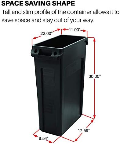 Rubbermaid Commercial Products Slim Jim Trash/Garbage Can with Venting Channels, 23-Gallon, Green, for Kitchen/Office/Workspace - Image 3