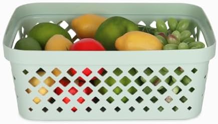 Glad Plastic Storage Basket Set, Value Pack of 6 | Open Storage Bins for Shelves, Bathroom, Pantry, Closet | Nesting Organizer Boxes with Handles, 2 Gallon, Sage - Image 4