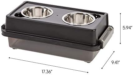 IRIS USA Elevated Dog Bowls 6" H, up to 5 lb Storage, Smoke, Made in USA - Image 2