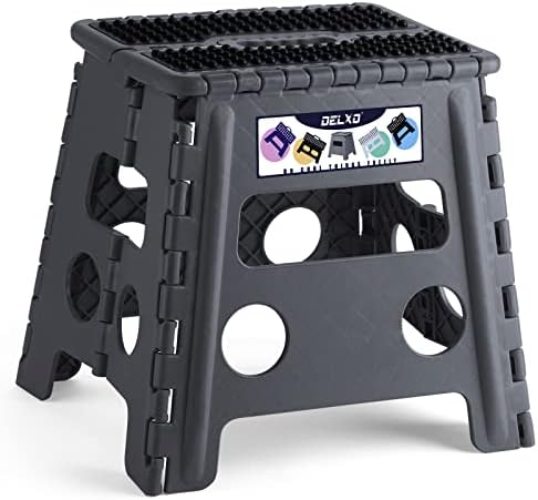 Delxo Folding Step Stool 13 Inch,300 Lbs Step Stool for Adults Dark Grey by Delxo