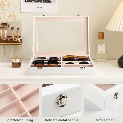 Frebeauty 8-Slot Sunglass Organizer,Sunglass Holder with Clear Lid - Image 5