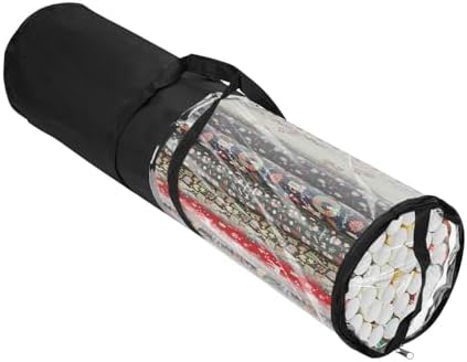 Homakover Clear PVC Christmas Wrapping Paper Organizer Storage, 30" Gift Wrap Organizer Zippered Storage, Fit for 18-25 Rolls (Black) by Homakover