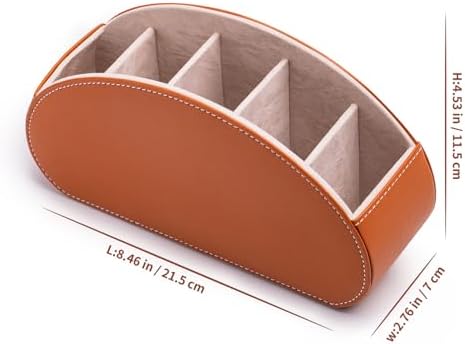 Remote Control Holders Organizer Box with 5 Compartment PU Leather Caddy - Image 2