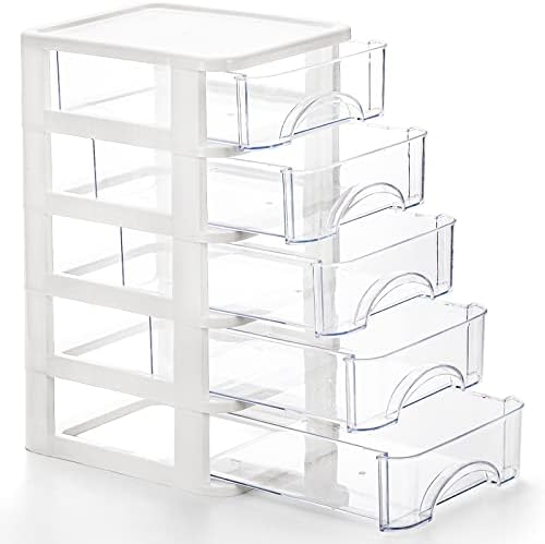 Hedume Desktop Drawer, Clear 5 Drawer Desktop Storage Unit, White Frame with Clear Drawers, Drawer Unit - Image 5