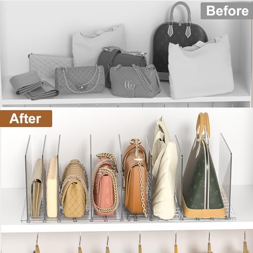 GoMaihe Purse Organizer for Closet: 4 Sets Adjustable Clear Bag Storage - Image 4