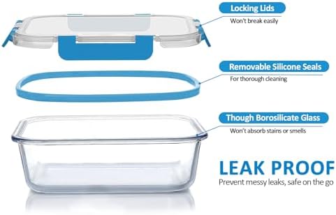 M MCIRCO 24 Piece Glass Food Storage Containers with Lids, Blue - Image 3
