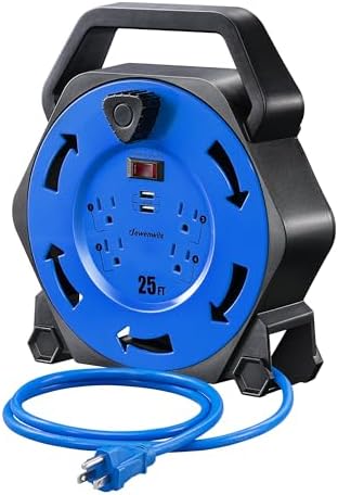DEWENWILS 25FT Extension Cord Reel, Hand Wind Retractable Cord Reel by DEWENWILS