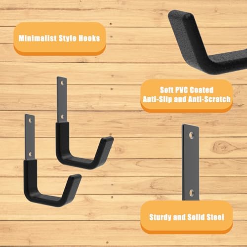 Heavy Duty Garage Hooks, Ladder Hangers for Garage Wall, Black, 8 S - Image 3