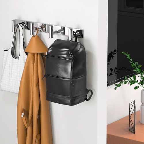 Wall Mounted Coat Rack-4 Hooks, Heavy Duty Stainless Steel Wall Hooks for Towel Coat Bag, Hat Rack Hanger Coat Hooks Towel Racks for Bathroom Entryway Kitchen Hotel (Glossy Chrome, 1 Pack) - Image 5