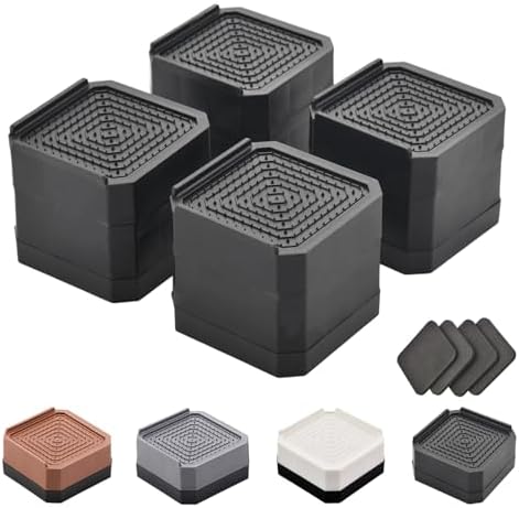 EclatBain Adjustable Bed Risers 3.6&5.3 Inch, 4000 lbs, 4 Large Pack Black by Unknown