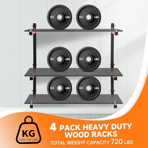 4 Pack Lumber Rack Wall Mount, Heavy Duty Wood Storage Racks, 6-Level System Organizer Shelving, 720 LBS Capacity Hanging Garage Shelves, Orange Brackets Utility Metal Shelf for Indoor and Outdoor - Image 7