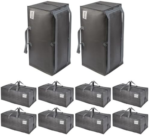 VENO 10 Pack Heavy Duty Moving Bags with Backpack Straps, Zippers & Handles, Extra Large Packing Bags for College Dorm Essentials, Moving Supplies Alternative to Cardboard Moving Boxes by Veno