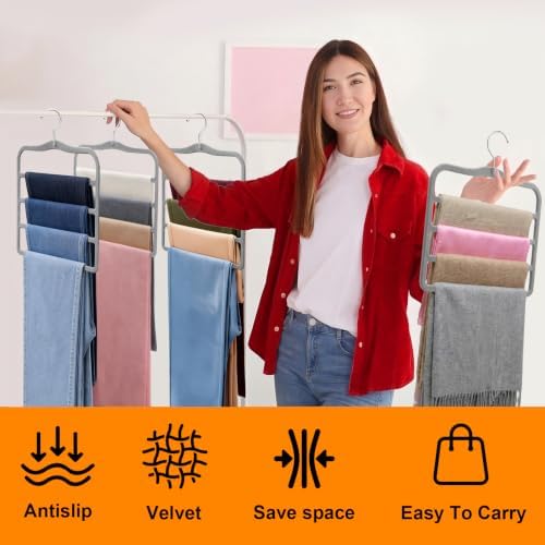 Velvet Pants Hangers Space Saving, 4 Pack Non Slip Closet Organizer - Image 5