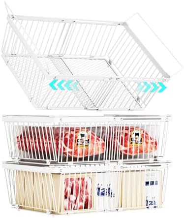 Large Freezer Organizer Bins for 10 to 20 Cu.Ft,3 Pack , Leak-Proof Bottom by ANJUBAN