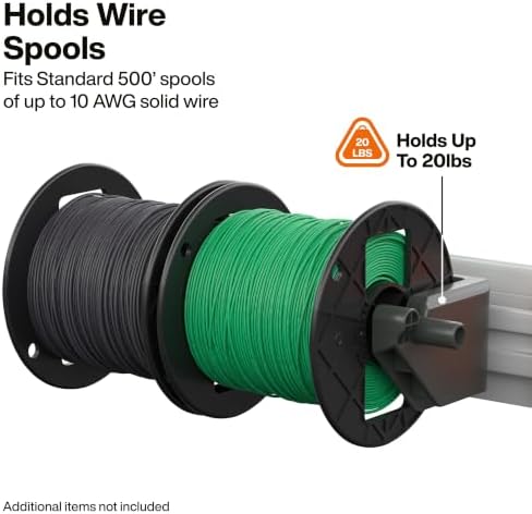 Klein Tools 54866MB MODbox Roll Dispenser, Modular Wire Spool Holder for 500-Foot 10 AWG Solid Wire, Wall and Rolling System Compatible, Compact Tool-Free Mount, Garage and Jobsite Organization - Image 4