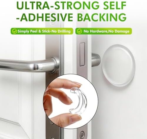 Clear Door Stoppers for Wall, 3.15" Self-Adhesive Door Knob Wall Protectors, 6 Pack Door Handle Stoppers, Door Bumpers to Prevent Scratches on Walls & Doors - Image 5