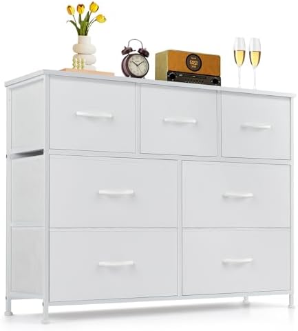 7-Drawer Dresser for Bedroom, Anti-Tip Wide Storage Organizer Fabric by SageNest