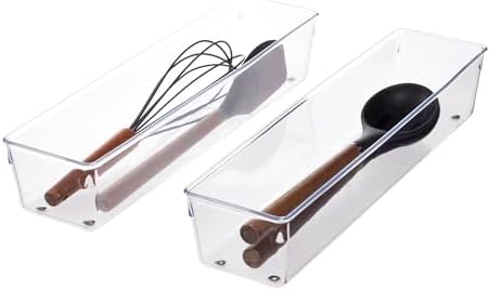 iDesign Plastic Drawer Organizer, Set of 2, 4" x 16" x 3" by iDesign