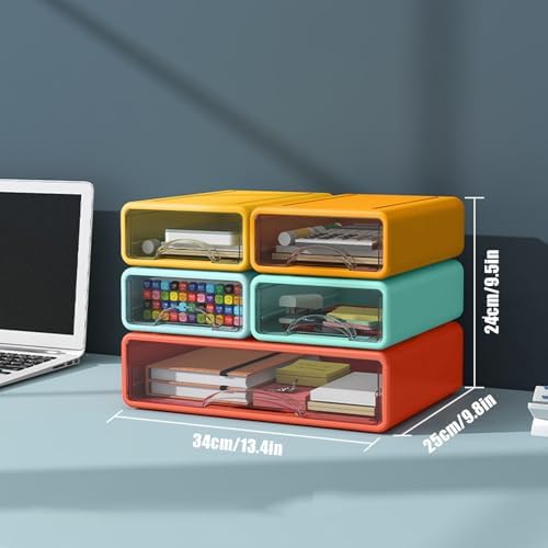 Desk Organizer with Drawers, Stackable Storage Drawers with Compartments Desktop Organization for Office Supplies, Makeup, Pencils, Tape, Erasers, Paperclips, Chargers (5pack) - Image 3