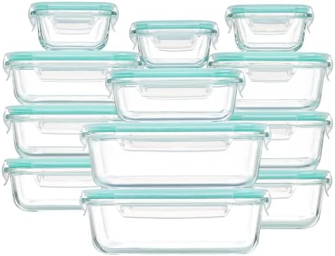 Vtopmart 12 Pack Glass Food Storage Containers with Lids Green by Vtopmart