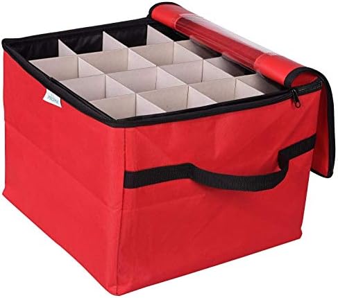 ProPik Christmas Ornament Storage Box, Organizer Holds Up to 48 Xmas Balls with 3 Separate Removable Trays, Container has Dividers to Organize Holiday Tree Ornaments (Red) - Image 7