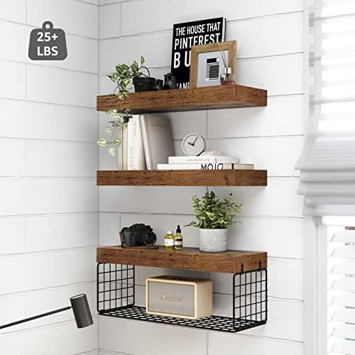 QEEIG Bathroom Shelves Over Toilet Wall Mounted (Brown, Set of 3, 15.7") - Image 4