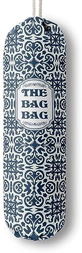 HiLus Bag Holder, Blue Fabric Grocery Bags Holder Organizer, Wall Mount Plastic Bags Storage Container Dispenser, Kitchen Storage & Organization Product Accessories by HiLus