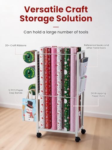 Wrapping Paper Storage Cart Gift Wrapping Ribbon Organizers Storage - Image 3