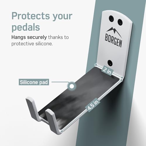 Borgen Wall Mount Pedal Hook for E-Bike & MTB - White - Image 5