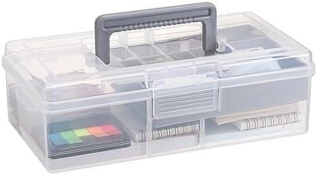 JUXYES Clear Art Craft Supply Storage Bin Sewing Box With Handle Lid by JUXYES