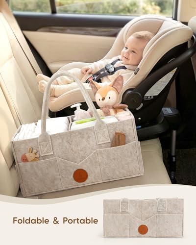 Maliton Felt Diaper Caddy Organizer for Changing Table - Large, Khaki - Image 5