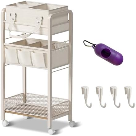 Baby Diaper Caddy Organizer and Storage,2In1 Baby Cart Organizer-Baby Diaper Caddy+3 Tier Rolling Cart for Baby Nursery,Baby Bedside Cart,Easy Assembly,Beige by Unknown