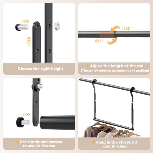 Mavivegue 2 Pack Adjustable Closet Rods for Hanging Clothes - Image 6