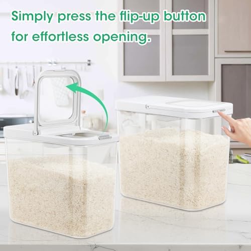 Large Rice Storage Container 20 - 25 Lbs, Airtight Flour Container & Scoop - Image 2
