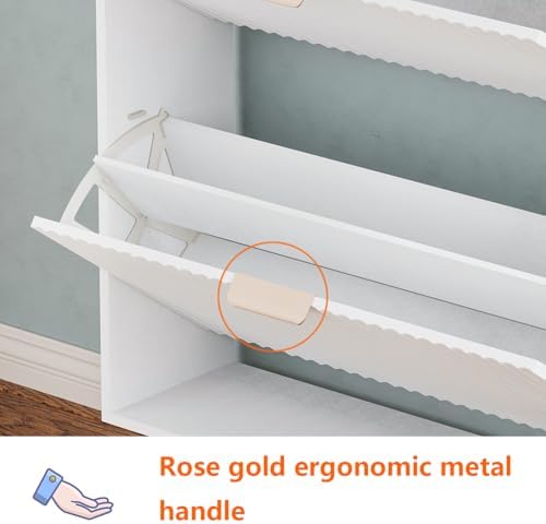 Shoe Cabinet Storage,Modern Freestanding Organizer with 4 Flip Drawers,Narrow Shoe Rack Cabinet for Entryway,White - Image 6