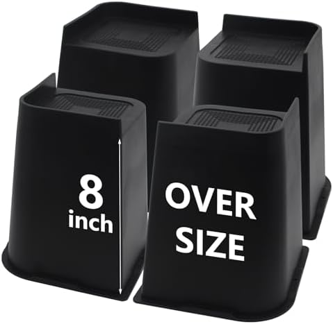 Bed Risers 8 inch Heavy Duty, 4 Pack Oversized Furniture Risers by HANIHUA