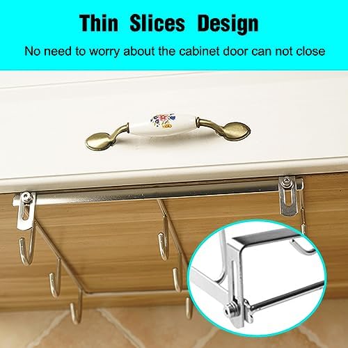 Mug Holder Under Cabinet for 1.18"- 1.96" Thickness Cabinet Base, 9 Hooks Cup Organizer Hanging Coffee Mug Rack Tea Cup and Utensil Hooks Drilling Free Mug Hanger Under Shelf - Image 5