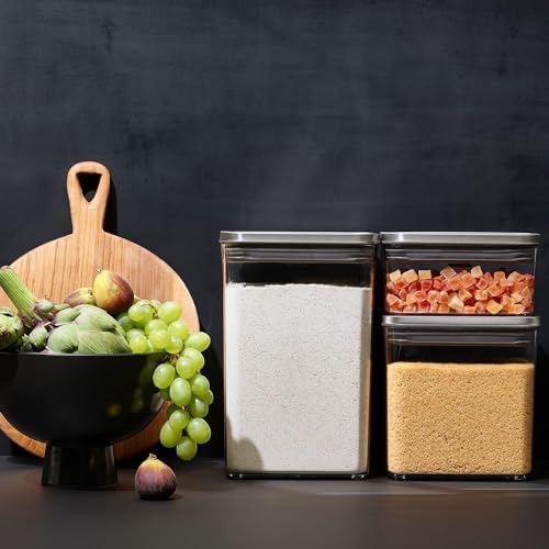 OXO Steel POP Container Small Square Short (1.1 Qt/1 L) - Airtight Food Storage - Ideal for Brown Sugar, Tea,Grey - Image 2