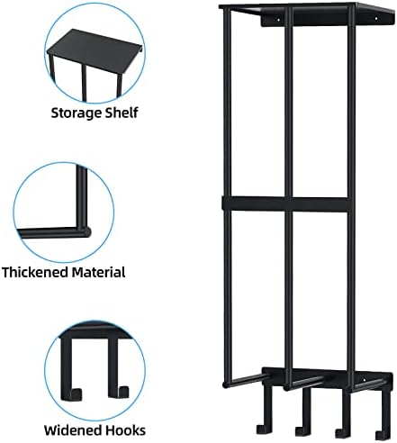 Camping Chair Wall Storage for Garage, Metal Camping Chair Storage Rack Wall Holder, Floating Shelf, 4 Hooks, Stainless Steel, Beach Chair Rack, Umbrella Holder, Garage Chair Organizer, Matte Black - Image 6
